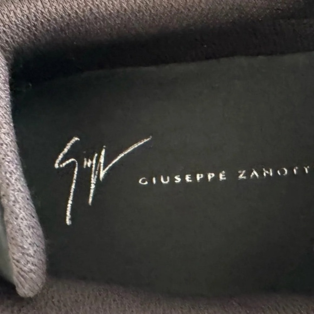 NEW Giuseppe Zanotti GZ94 low top leather sneakers black white velour EU44 US11 - Picture 5 of 9
